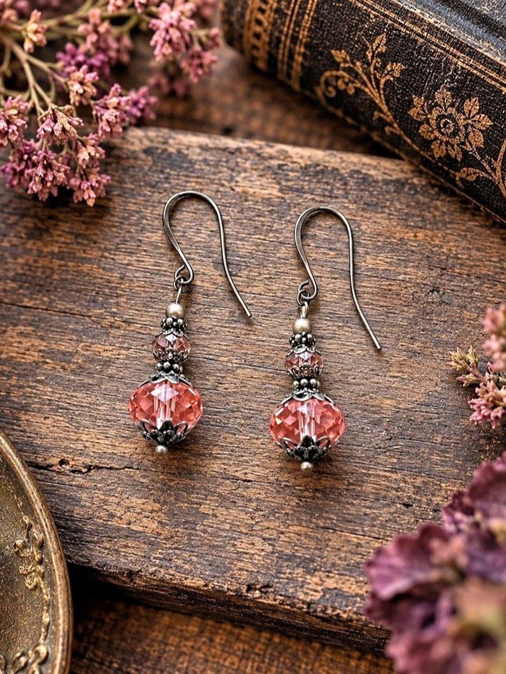 Pink Crystal Drop Earrings